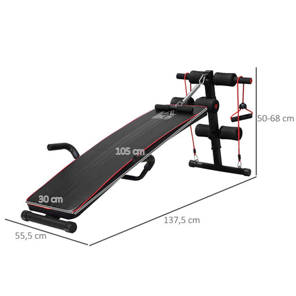Pilvo preso treniruoklių suoliukas, atsilenkimų suoliukas, pasipriešinimo juostos, reguliuojamos iki 120 kg, 37,5 x 55,5 x 50-68 cm