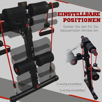 Pilvo preso treniruoklių suoliukas, atsilenkimų suoliukas, pasipriešinimo juostos, reguliuojamos iki 120 kg, 37,5 x 55,5 x 50-68 cm