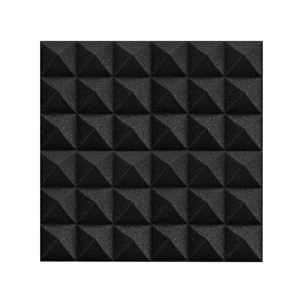 Acoustic Foam Panels, 24 Pack, 12 x 12 x 2 in, Pyramid, Black