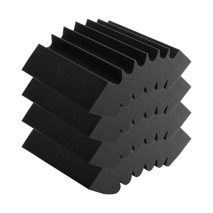 Acoustic Foam Panels, 4 Pack, Self-Adhesive Wedge, Black