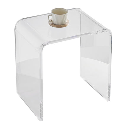 Acrylic C-Shaped Side Table, Clear, 55 Lb Capacity