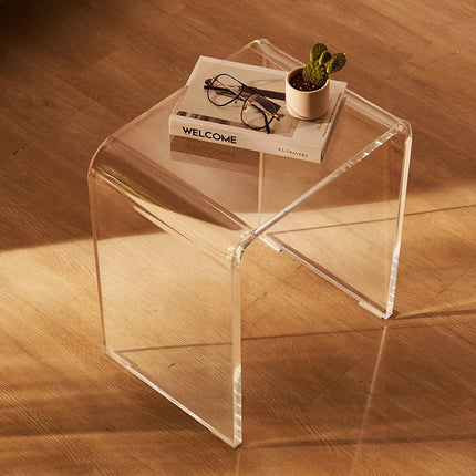 Acrylic C-Shaped Side Table, Clear, 55 Lb Capacity