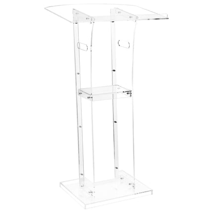 Acrylic Lectern Podium Stand, 1100 mm, Storage Shelf