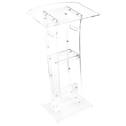 Acrylic Lectern Podium Stand, 1100 mm, Storage Shelf