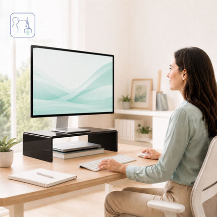 Acrylic Monitor Riser – Black, 35x20x10 cm, Ergonomic Stand