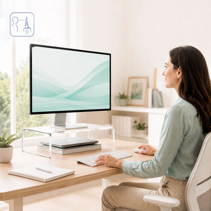 Akrilinis monitoriaus pakyla – ergonomiškas stovas, 50 x 20 x 10 cm