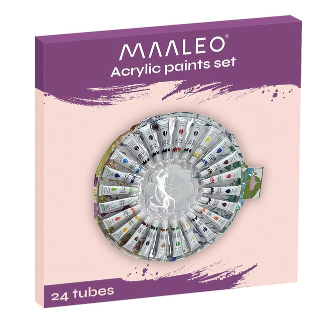 Akriliniai dažai 12 ml - 24 vnt. rinkinys Maaleo 24725