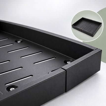 Adhesive Telescopic Drawer for Deep Cabinets, 53 cm Deep, 30 kg Load, Black