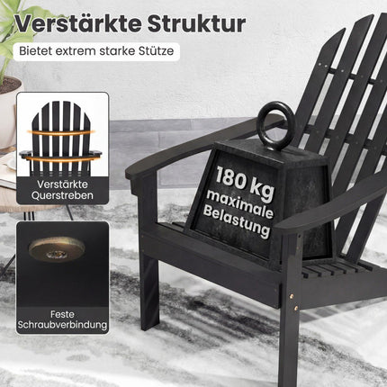 Adirondack kėdė, juoda, akacijos mediena, aukštas atlošas
