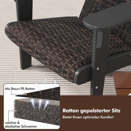 Adirondack kėdė su puodelių laikikliu, HDPE ir rotangas, juoda