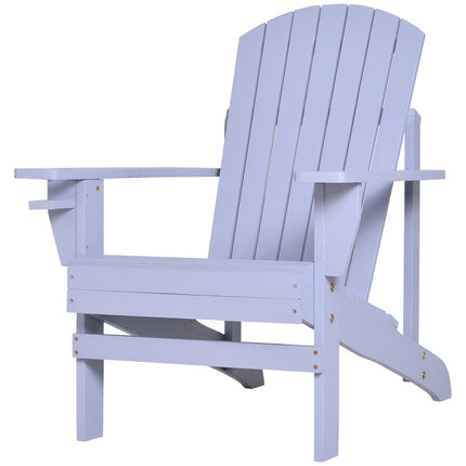 Adirondack Garden Chair with Cup Holder - Solid Wood, Gray
