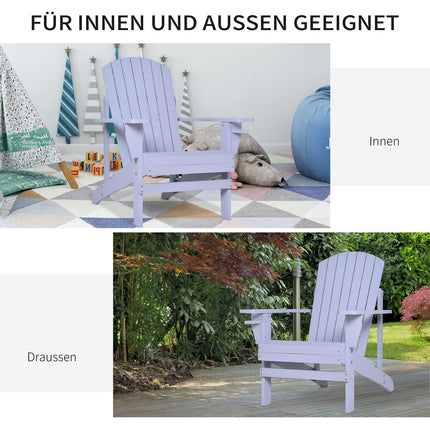 Adirondack Garden Chair with Cup Holder - Solid Wood, Gray