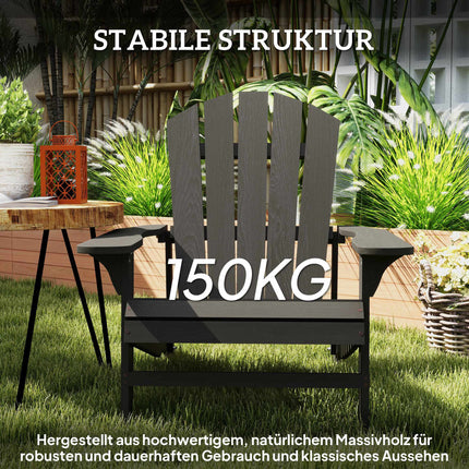 Adirondack medinė lauko kėdė, aukšta atlošas, juoda