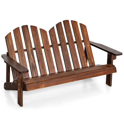 Adirondack vaikiška 2 vietų Adirondack kėdė, pagaminta iš medžio, ruda, 99 x 51 x 56,5 cm