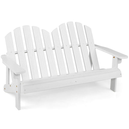 Adirondack vaikiška 2 vietų Adirondack kėdė, pagaminta iš medžio, balta, 99 x 51 x 56,5 cm
