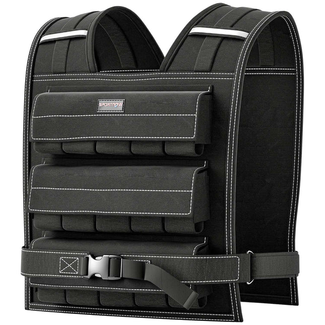 Adjustable 20 kg weight vest with reflective strips for fitness