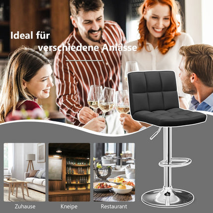 Reguliuojamos 360° pasukamos baro kėdės, 2 vnt. komplektas, juoda oda