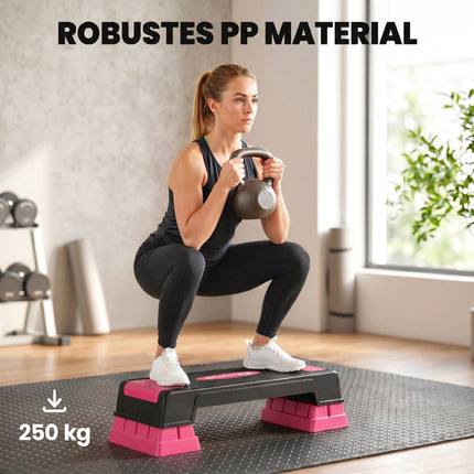 Reguliuojama aerobikos laiptelių platforma, 3 aukščiai, juoda/rožinė