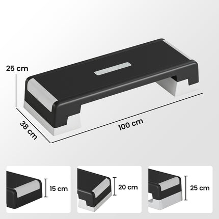 Reguliuojama aerobikos laiptelių platforma, neslystanti, 3 aukščiai 15–25 cm