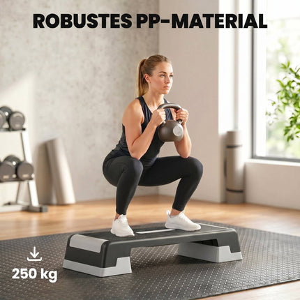 Reguliuojama aerobikos laiptelių platforma, neslystanti, 3 aukščiai 15–25 cm