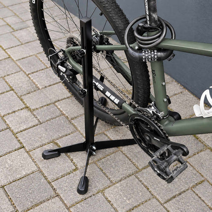 Adjustable Bike Stand with Rubber-Coated Hooks, Freestanding, Black, Iron