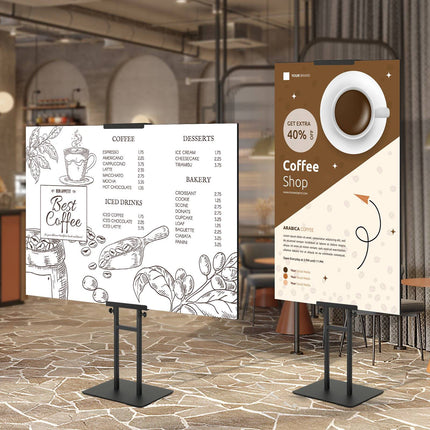 Adjustable Double-Sided Floor Poster Stand, Black, 1905 mm