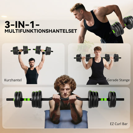 Reguliuojamo svorio hantelių rinkinys 20 kg - 3 viename namų sporto įranga