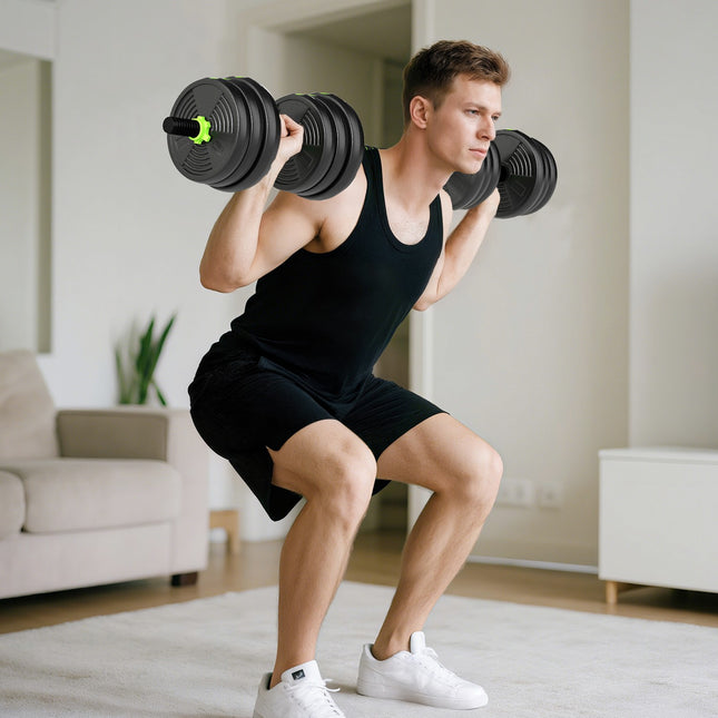 Reguliuojamo svorio hantelių rinkinys 25 kg - jėgos treniruotėms namuose