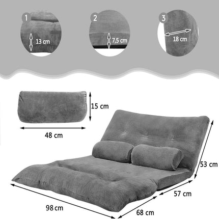 Reguliuojama grindų sofa, 6 atlošiamos pozicijos, 178x98x18 cm, pilka
