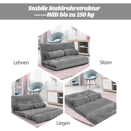 Reguliuojama grindų sofa, 6 atlošiamos pozicijos, 178x98x18 cm, pilka