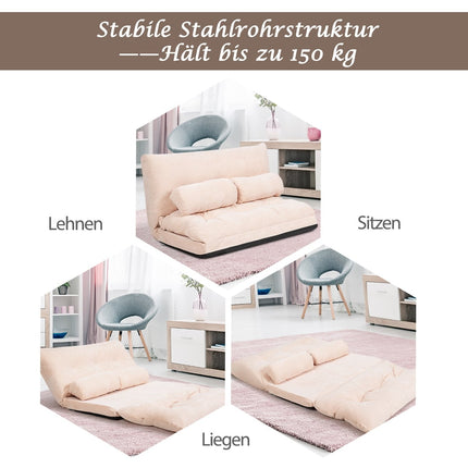 Reguliuojama sofa-lova su 2 pagalvėlėmis, smėlio spalvos