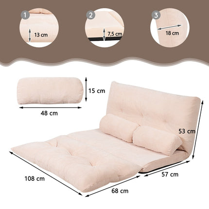 Reguliuojama sofa-lova su 2 pagalvėlėmis, smėlio spalvos