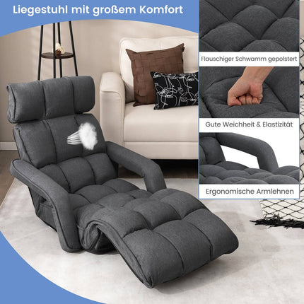 Reguliuojama sulankstoma sofa-lova, tamsiai pilka, 6 padėtys