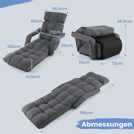 Reguliuojama sulankstoma sofa-lova, tamsiai pilka, 6 padėtys
