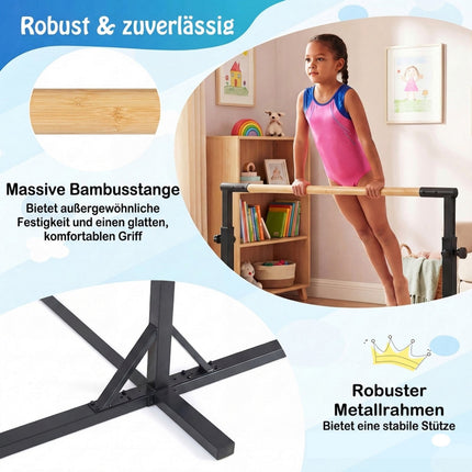 Reguliuojamas gimnastikos strypas vaikams, 85-145 cm, keliamoji galia 65 kg