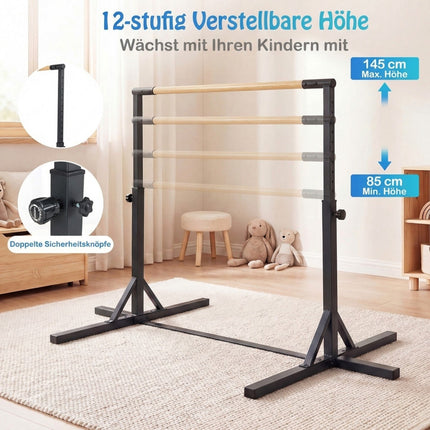 Reguliuojamas gimnastikos strypas vaikams, 85-145 cm, keliamoji galia 65 kg