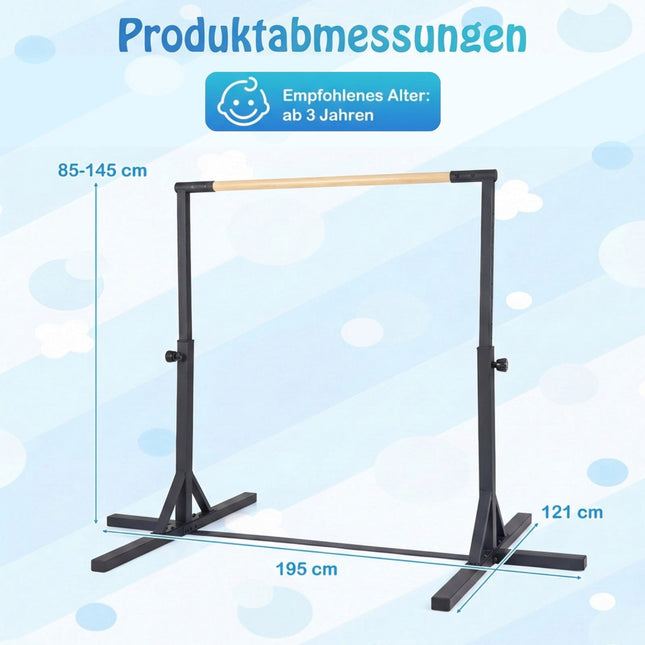 Reguliuojamas gimnastikos strypas vaikams, 85-145 cm, keliamoji galia 65 kg