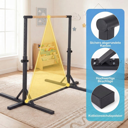 Reguliuojamas gimnastikos strypas vaikams, 85-145 cm, keliamoji galia 65 kg