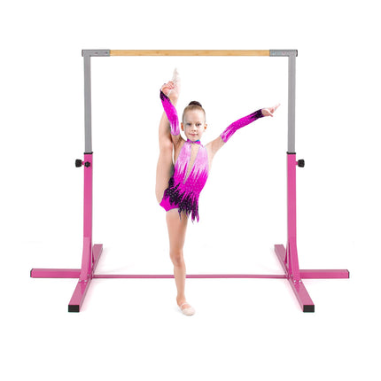 Reguliuojama gimnastikos juosta vaikams, 85-145 cm, rožinė