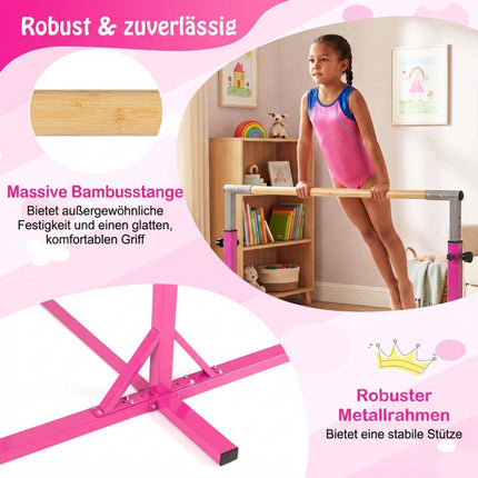 Reguliuojama gimnastikos juosta vaikams, 85-145 cm, rožinė