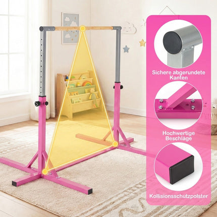 Reguliuojama gimnastikos juosta vaikams, 85-145 cm, rožinė