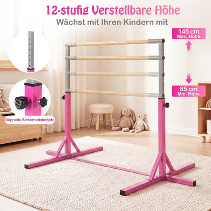 Reguliuojama gimnastikos juosta vaikams, 85-145 cm, rožinė