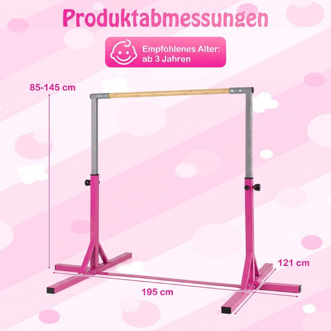 Reguliuojama gimnastikos juosta vaikams, 85-145 cm, rožinė