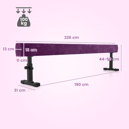 Reguliuojama gimnastikos sija, 226 cm, 3 aukščiai, violetinė