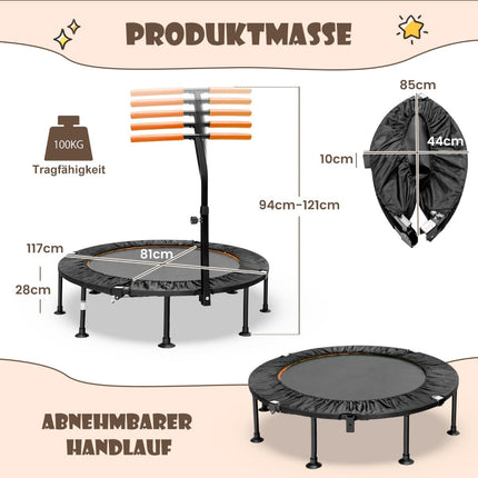 Mini batutas su reguliuojama rankena, sulankstomas, 117 cm, oranžinis