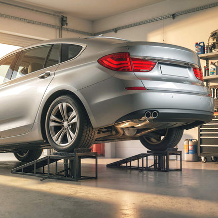 Reguliuojamų hidraulinių automobilių rampų komplektas, 3 tonų keliamoji galia, 23–32,5 cm aukštis