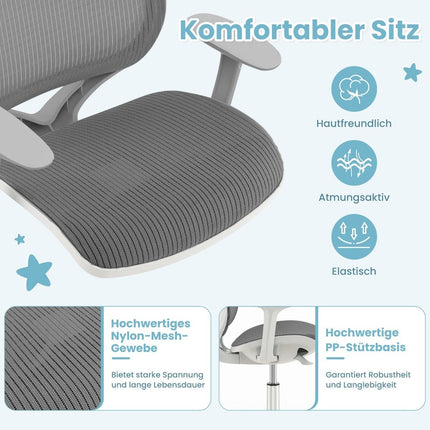 Reguliuojama vaikiška stalo kėdė su sėdynės stabdžiu, ergonomiška, pilka