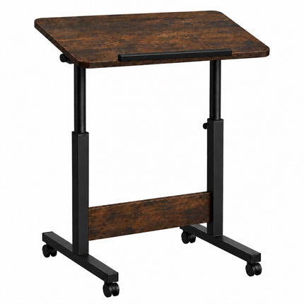 Adjustable Laptop Table with Castors, C-Shaped Frame – Brown, Black, 67-90 cm