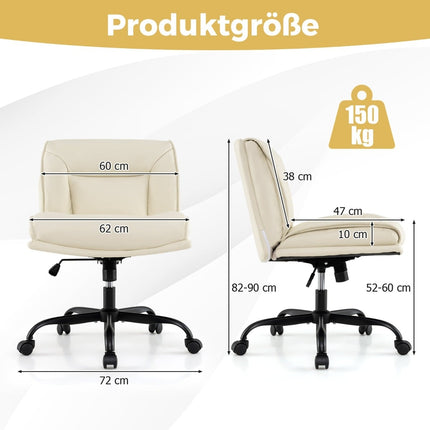 Reguliuojama biuro kėdė su ratukais, plati sėdynė, smėlio spalvos