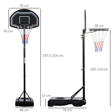 Reguliuojamas lauko krepšinio lankas su ratukais, 160-210 cm